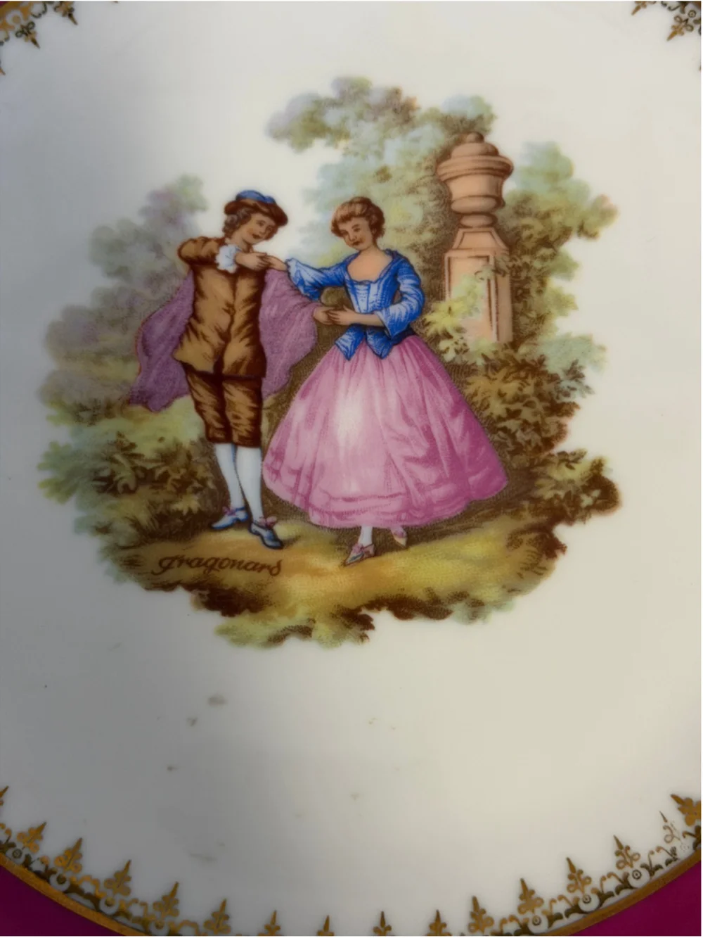 Vintage Kuba Porzellan Bavaria Germany Fragonard Courting Couple Decorative Plat